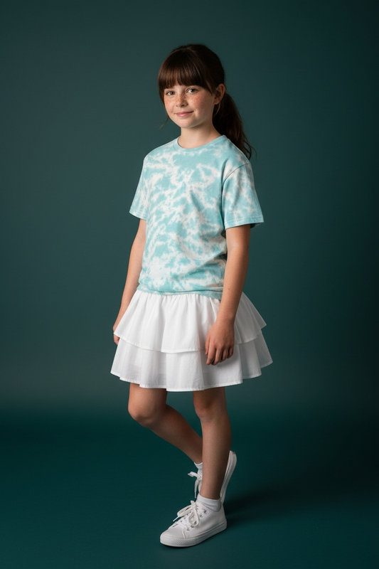 (Powder Sky) Cloudscape Cotton Collection KIDS Unisex Short Sleeve